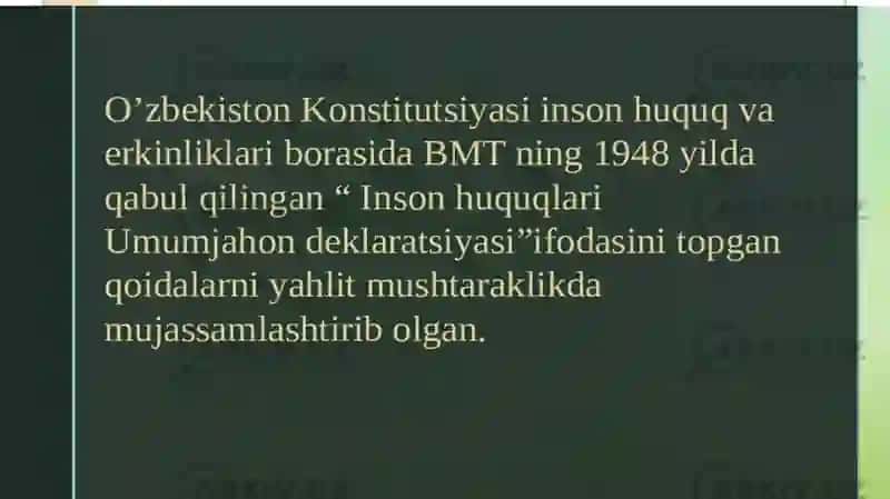 O`zbekistondai nson huquqlari va erkinliklari kafolatlarining yaratilishi 3