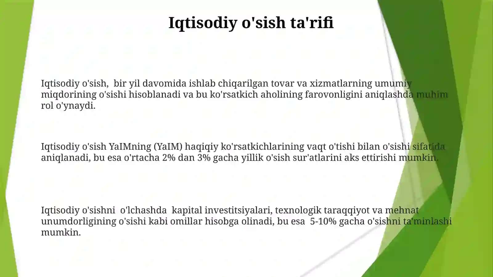 Iqtisodiy taraqqiyoy Iqtisodiy o'sish va milliy boylik 3
