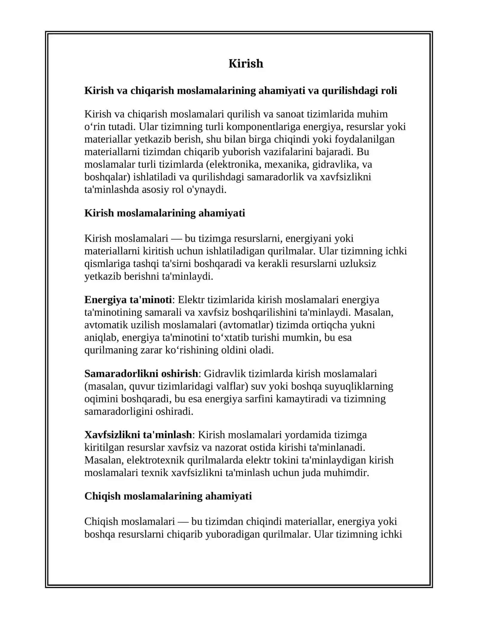 KIRISH VA CHIQARISH MOSLAMALARI QURILISH TAMOILLARI VA ISHLASH PRINTSIPI 3