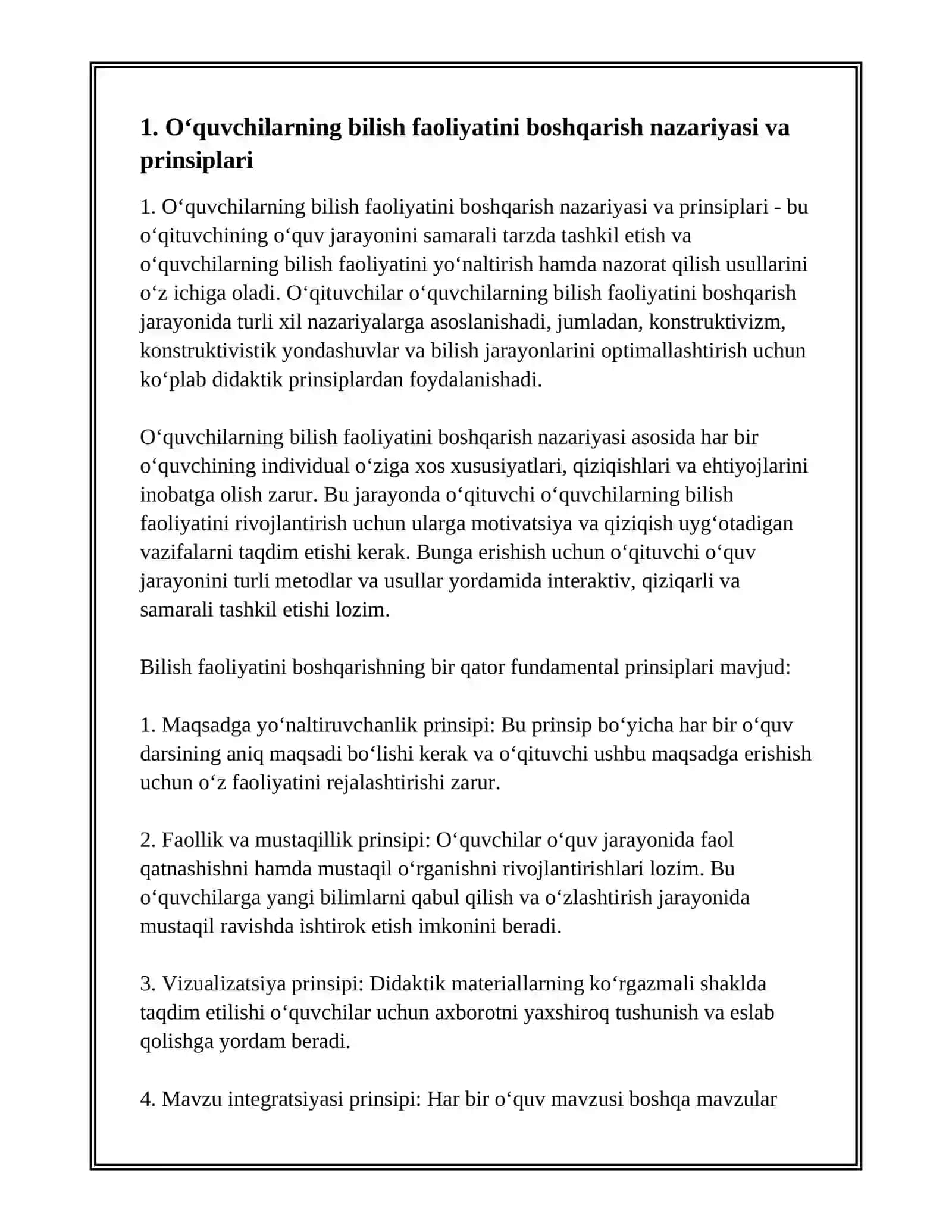 Oʻquvchilarning bilish faoliyatini boshqarish nazariyasi va prinsiplari 3