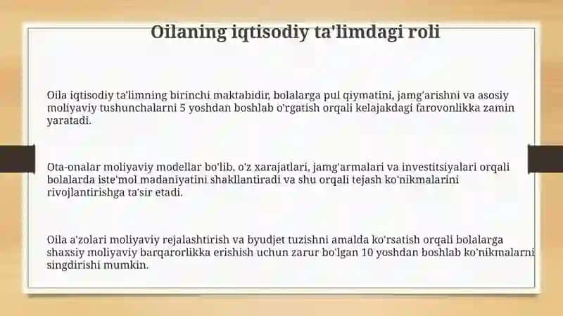Oilaning iqtisodiy ta'limdagi roli va ahamiyati 3