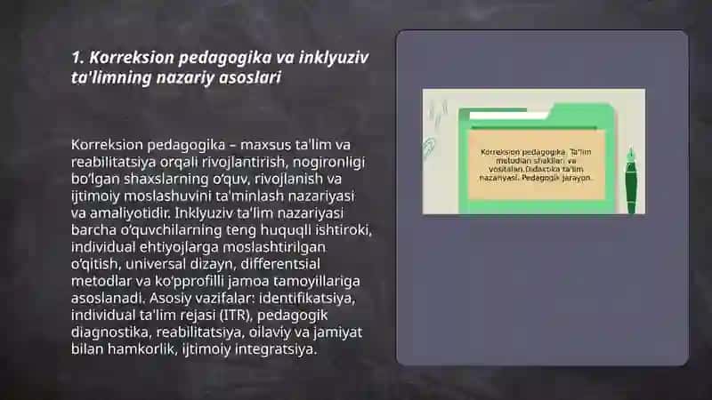 Korreksion Pedagogika va Inklyuziv Ta'limning Nazariy Asoslari 3