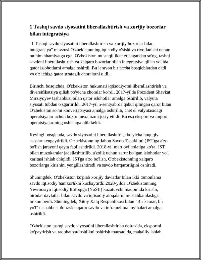 O'ZBEKISTON CHET DAVLATLAR BILAN BO'LAYOTGAN ISLOHOTLAR 3