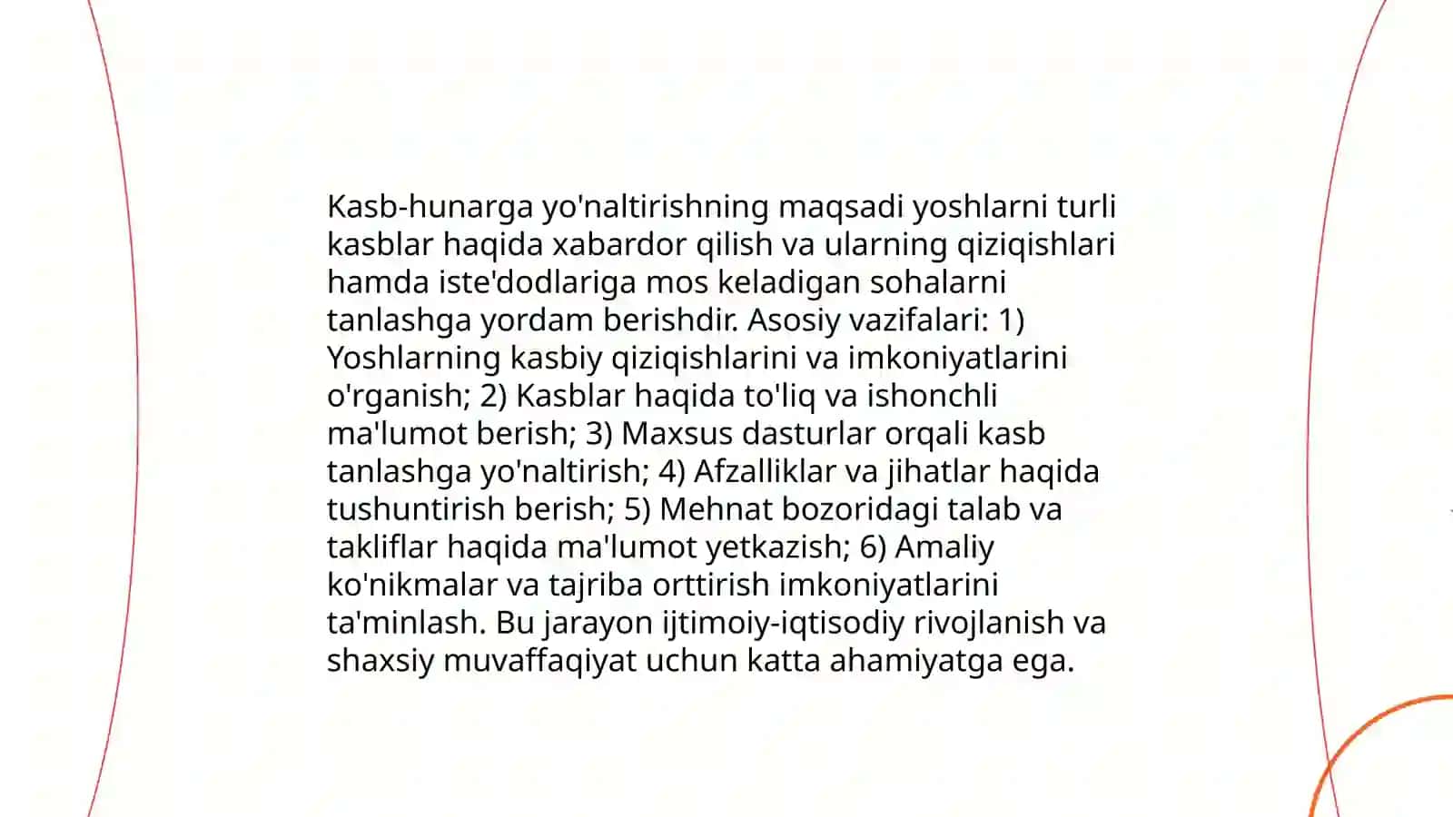 O‘quv muassasasi rahbari va o’rinbosqrlarining kasb hunarga yo‘naltirish ishini tashkil etishi. Sinf rahbarining kasb hunarga yo‘naltirishdagi o‘rni 3