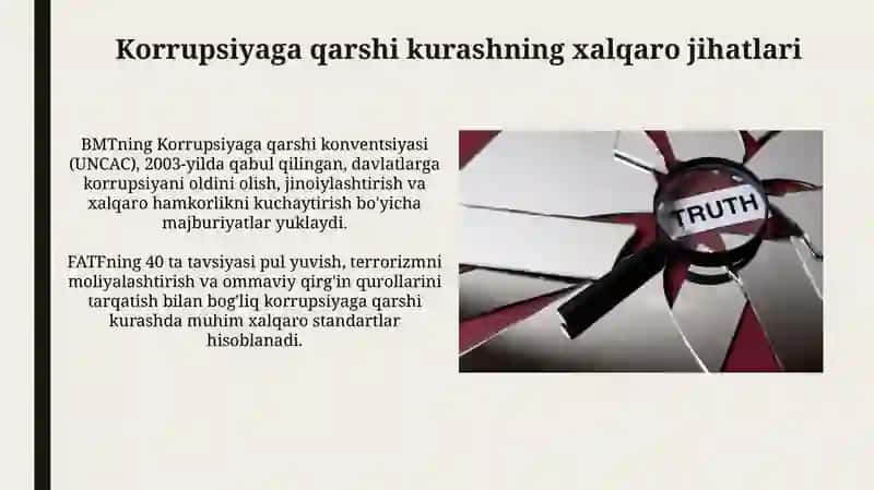 Korrupsiyaga qarshi kurashning xalqaro jihatlari 3