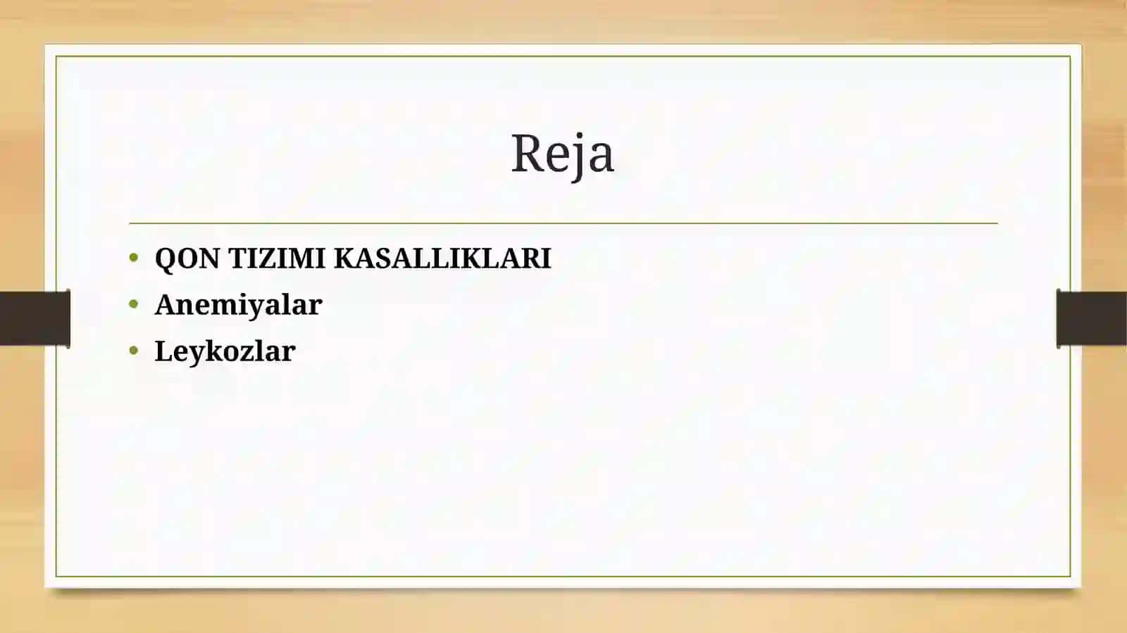 Qon tizimi. Qon tizimi
kasalliklari semiotikasi. Anemiyalar
simptomatologiyasi. Temir yetishmovchili 3