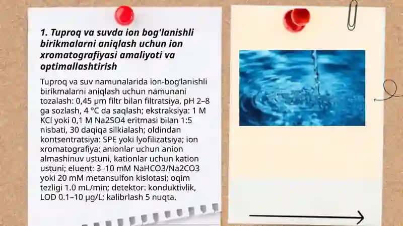 Tuproq va sunning ifloslanishida ion boglanishli birikmalarni aniqlash 3
