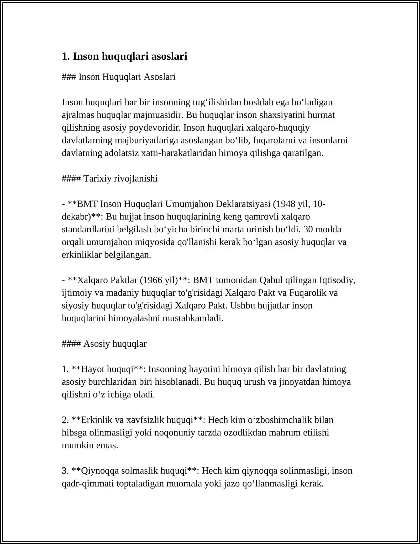 FUQOROLIK INSONING SHAXSIY HUQUQ VA ERKINLIKLARI MUSTAHKAMLASH MASALALARI 3