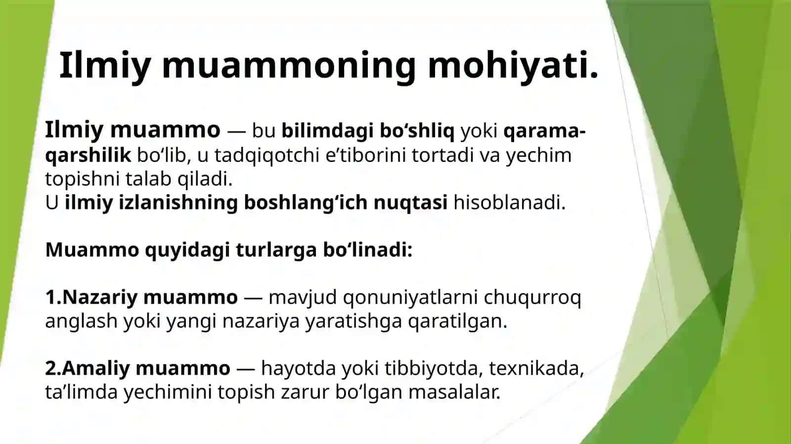 Ilmiy Tadqiqotda Muammo va Muammoli Vaziyatning O'zaro Aloqasi 3