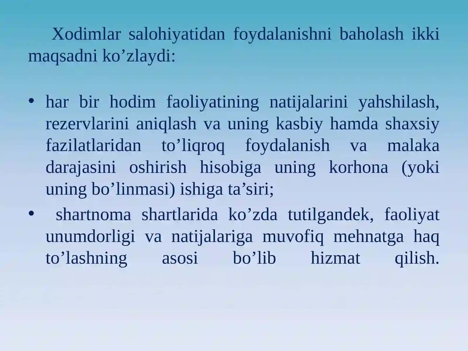 Personalning mehnat faoliyatini baholash va ta’lim berish 3