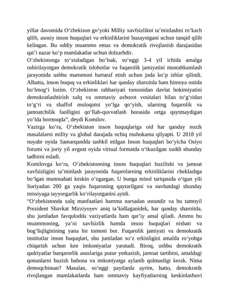 Milliy xavfsizlikni ta’minlash borasida amalga oshirilayotgan ishlarning mazmun-mohiyati 3
