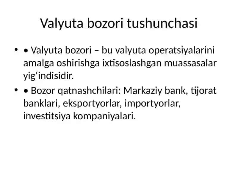 O‘zbekiston Respublikasi valyuta bozorining shakllanishi va rivojlanishi 3