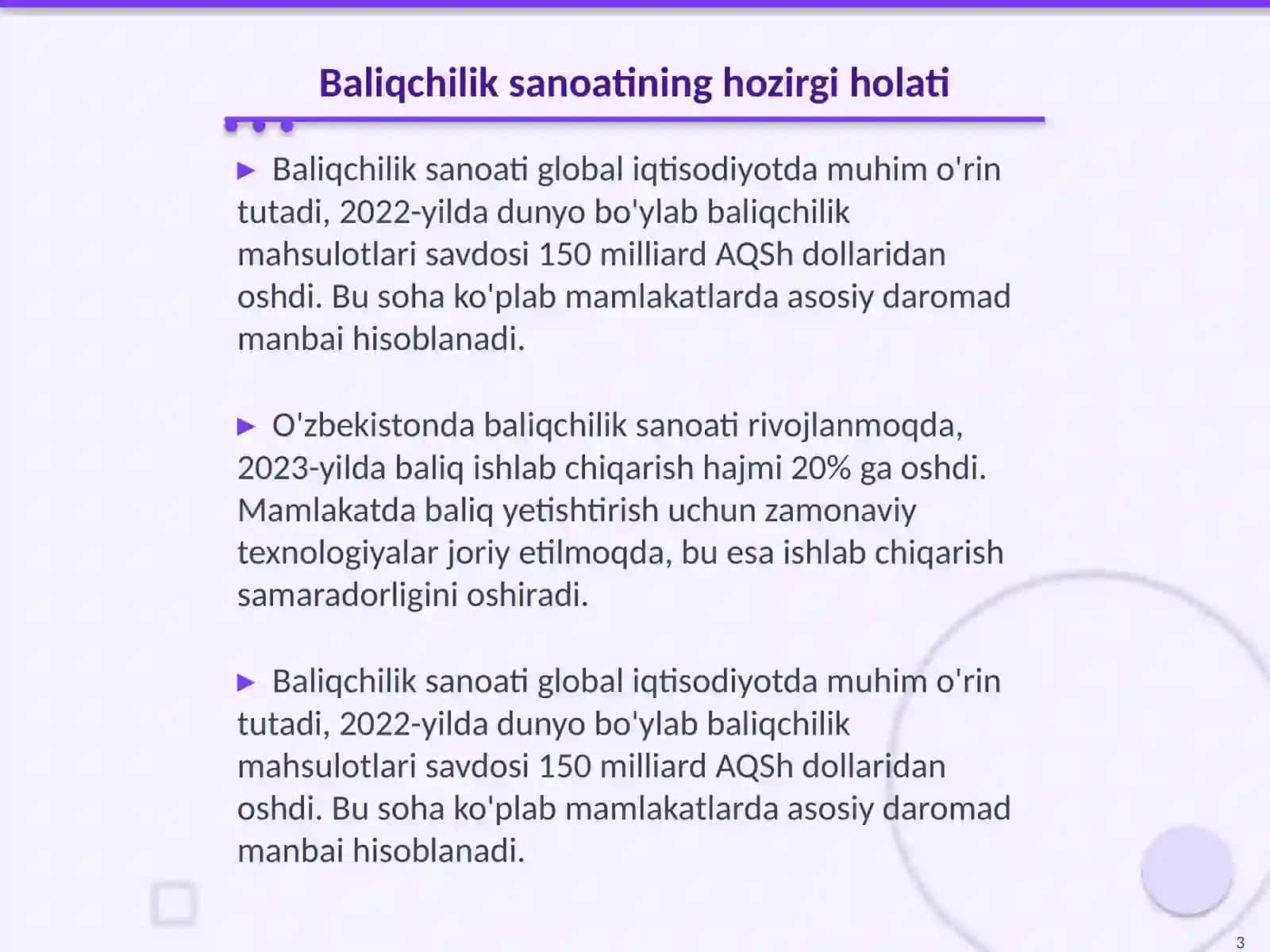 Baliq istiqbollari va yangiliklar 3