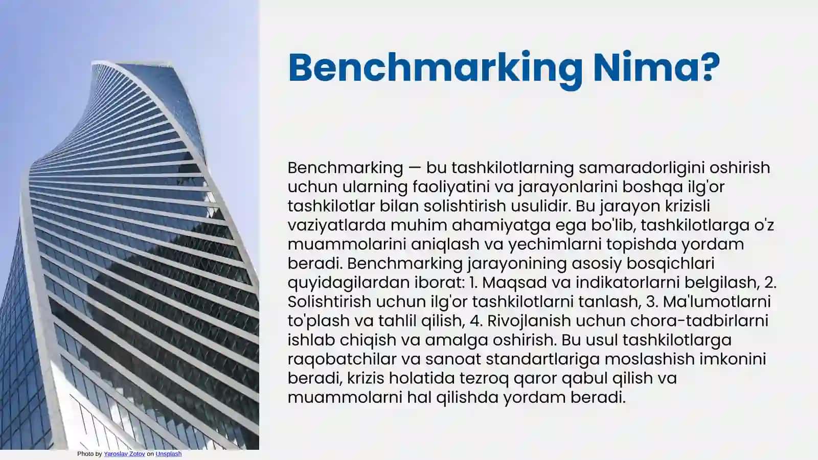 Benchmarkingning ahamiyati va inqirozli holatlarning oldini olishda uning ahamiyati 3