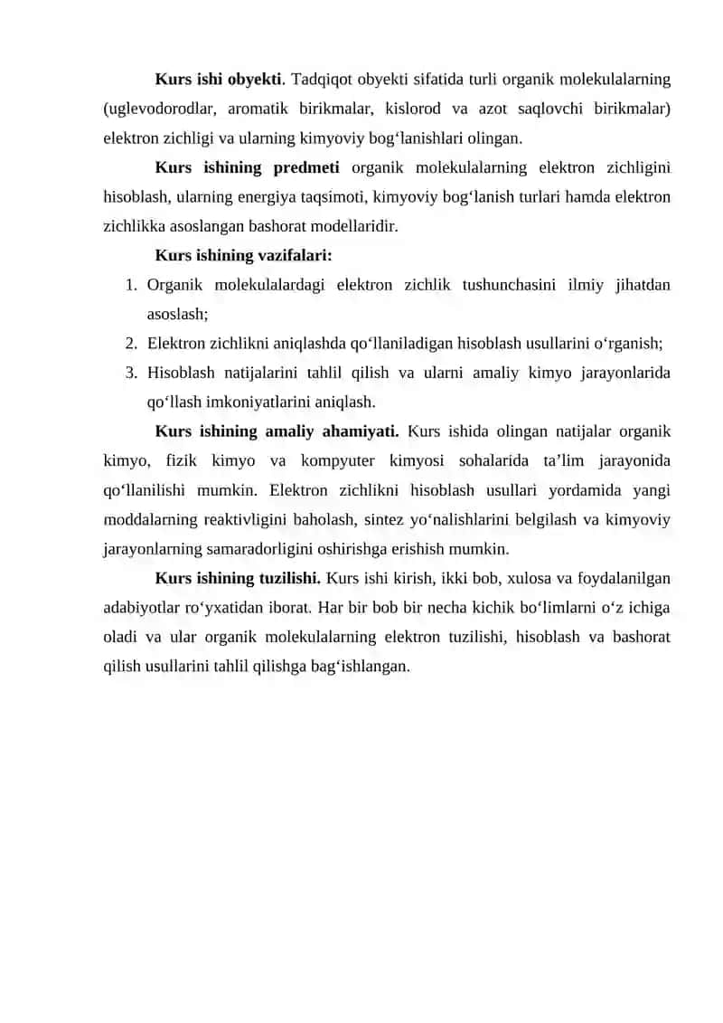 ORGANIK MOLEKULALARNING ELEKTRON ZICHLIGINI HISOBLASH VA BASHORAT QILISH 3