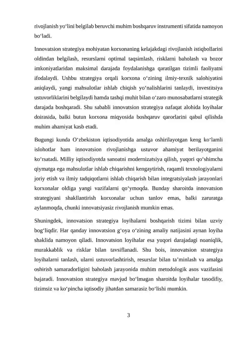 Innovatsion Strategiyani Shakllantirishning Ahamiyati, Zaruriyati va Loyihalarni Boshqarishdagi O‘rni 3