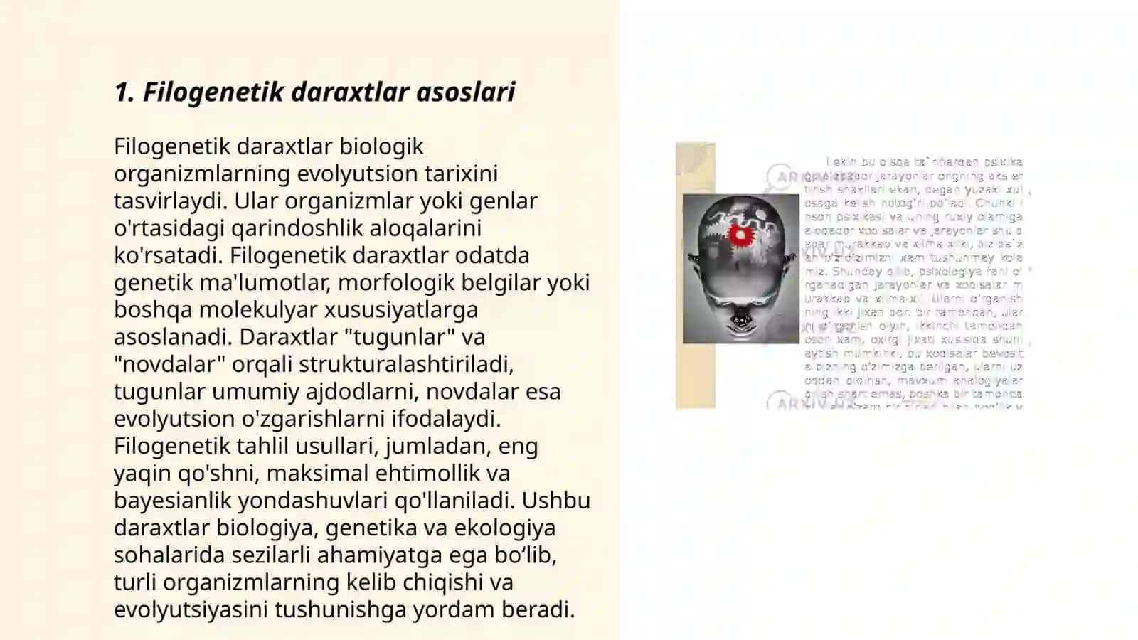 Filogenetik daraxtga oid masala va mashqlar tuzish va ularni yechish 3