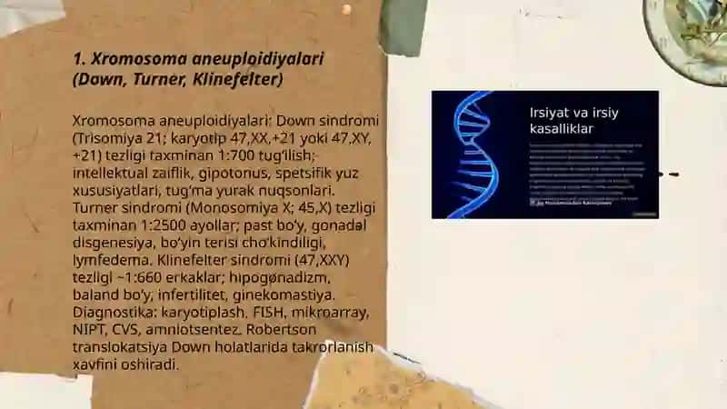 Irsiy kassaliklar:xromosoma va gen kassaliklari.Tibbiy genetik maslahat 3