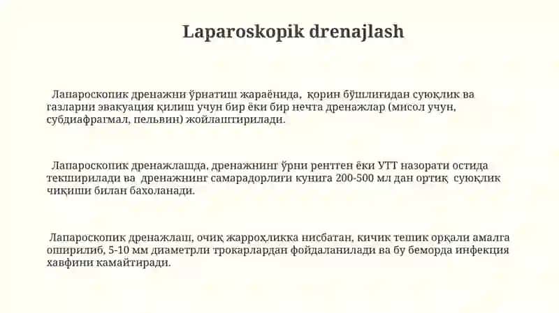 Peritonitlarda qorin bo‘shlig‘ini drenajlash usullari 3