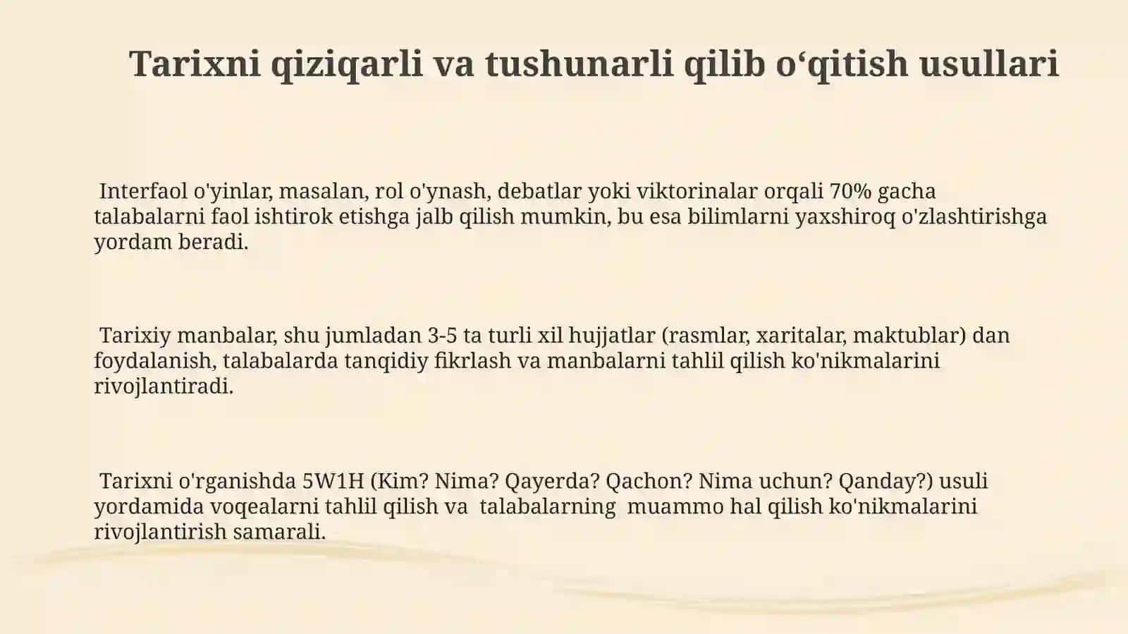Tarix darslarini o‘qitishning tarbiyaviy masalalari 3