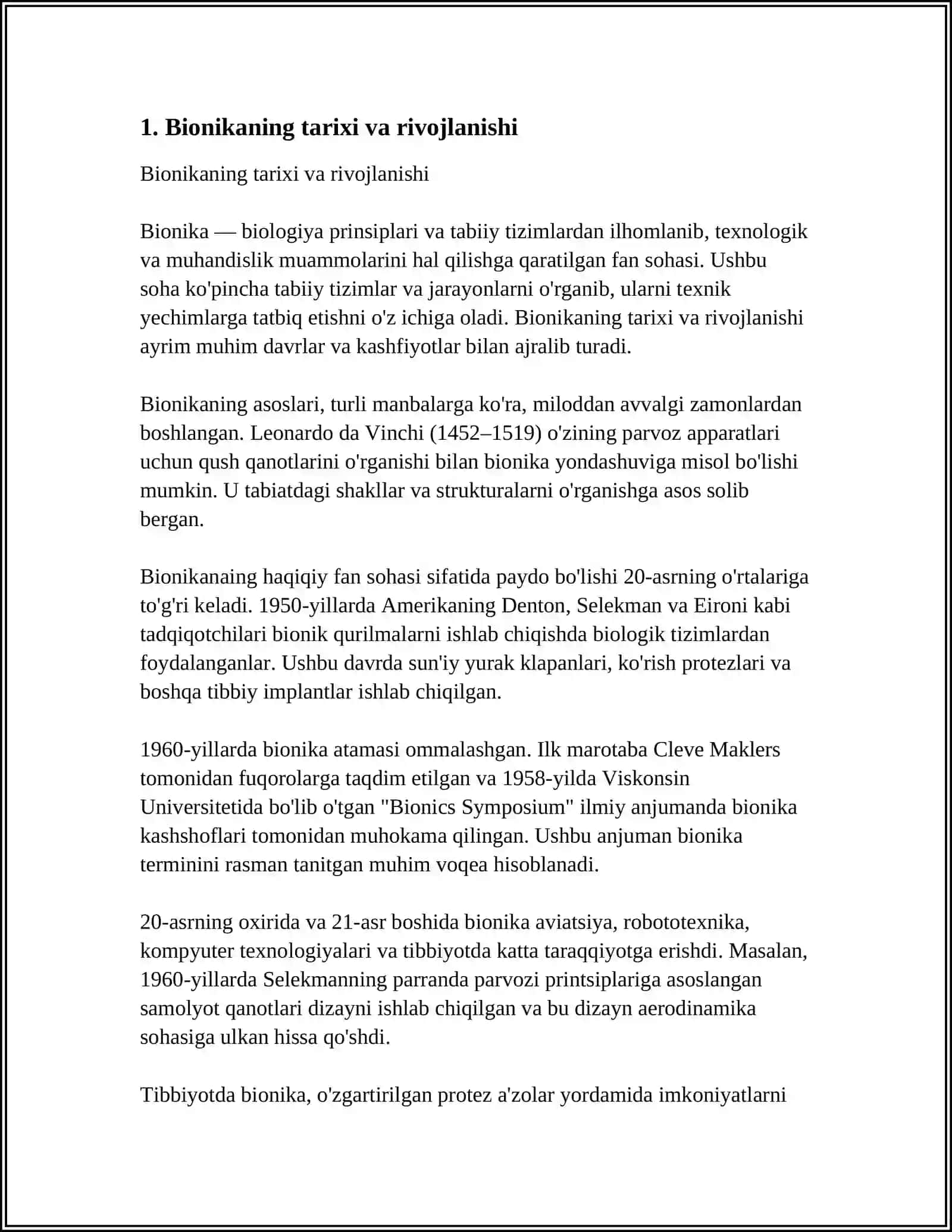 BIONIKA ASOSLARI VA UNI INSON HAYOTIDAGI OʻRNI 3