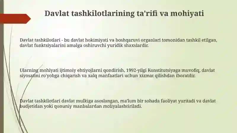 Davlat tashkilotlarining ta'rifi va mohiyati 3
