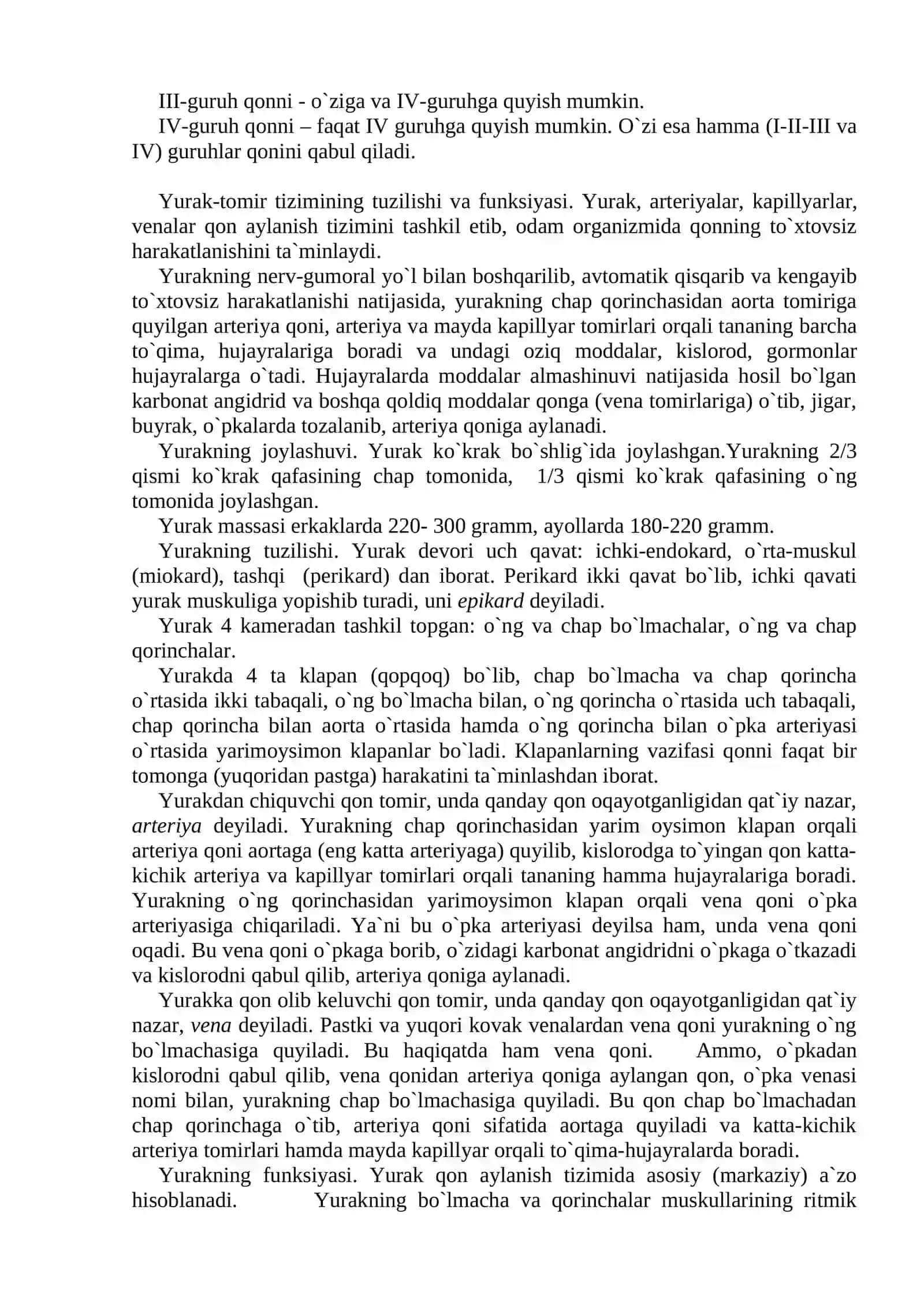 Qon. Yurak-tomir va nafas olish tizimi 3