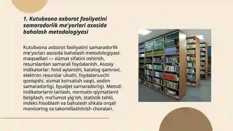 Kutubxona axborot faoliyati menejment unumdorlik meʼyorlari boʻyicha boshqarish 3