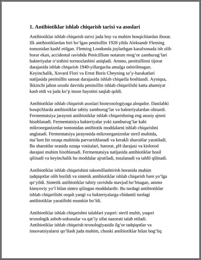 ANTIBIOTIKLAR ISHLAB CHIQARISH TEXNOLOGIYASI 3