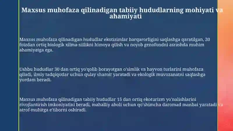 Maxsus muhofaza qilinadigan tabiiy hududlar va ularning ekologik-iqtisodiy muammolari 3