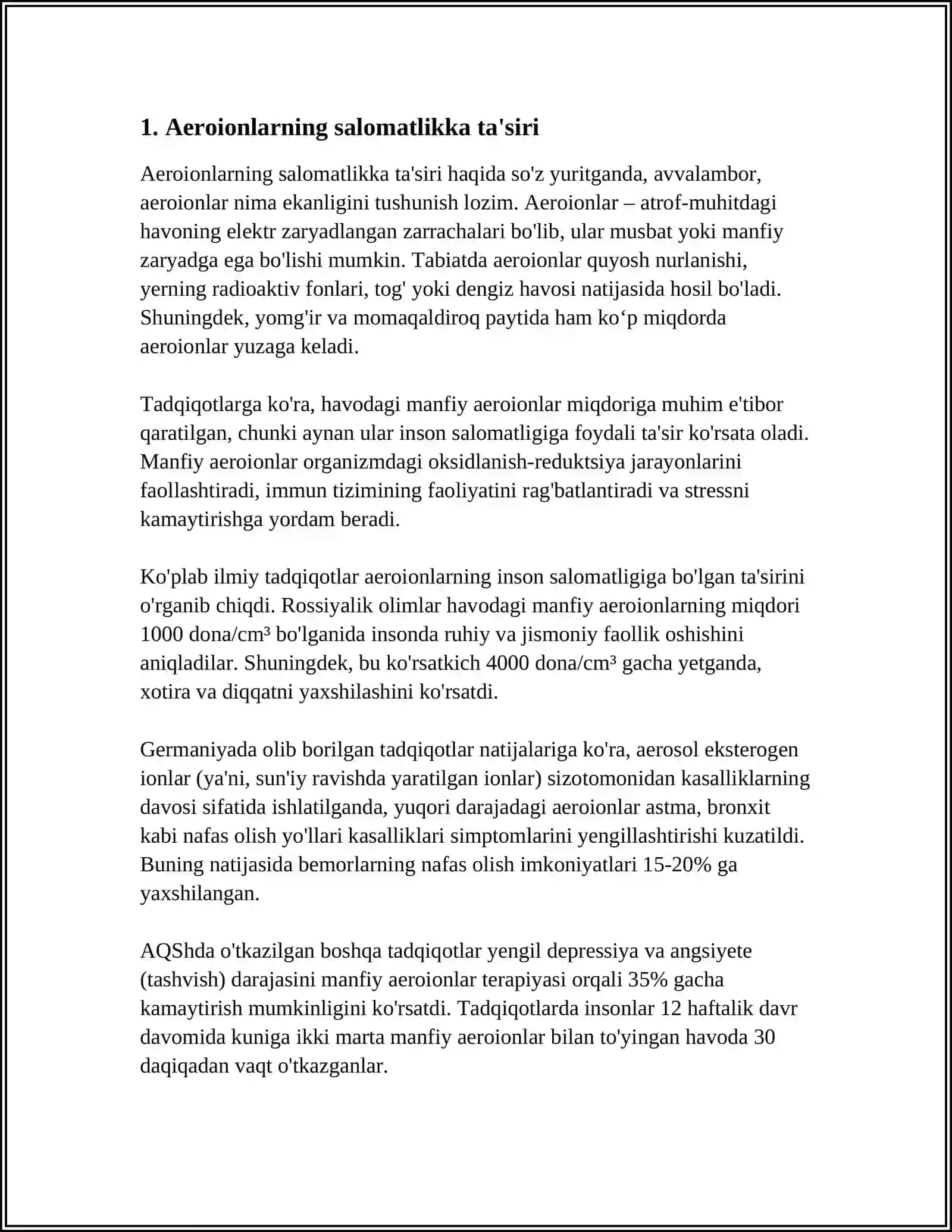 AEROIONLAR VA ULARNING DAVOLASH-PROFILATIK TA'SIRI. TERMOELEKTIRIK HODISALAR 3