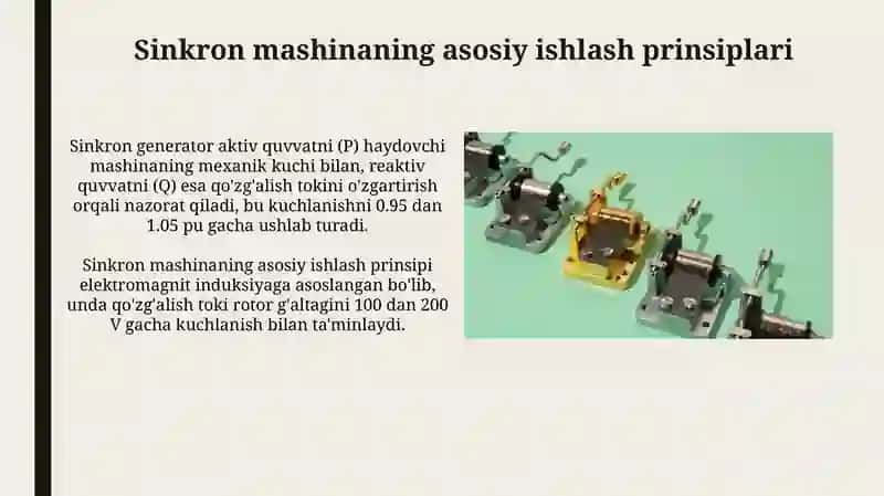 Sinxron mashinaning generator sifatida ishlashi 3
