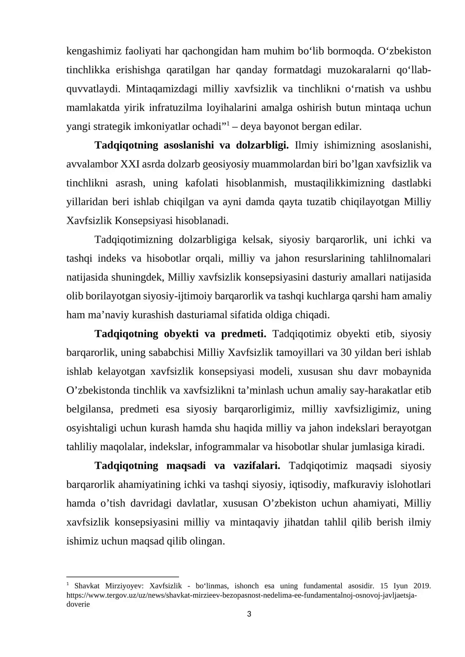Jamiyat barqarorligini taminlashda milliy xavfszlik siyosatining oʼrni (milliy va xorijiy tajriba asosida) 3