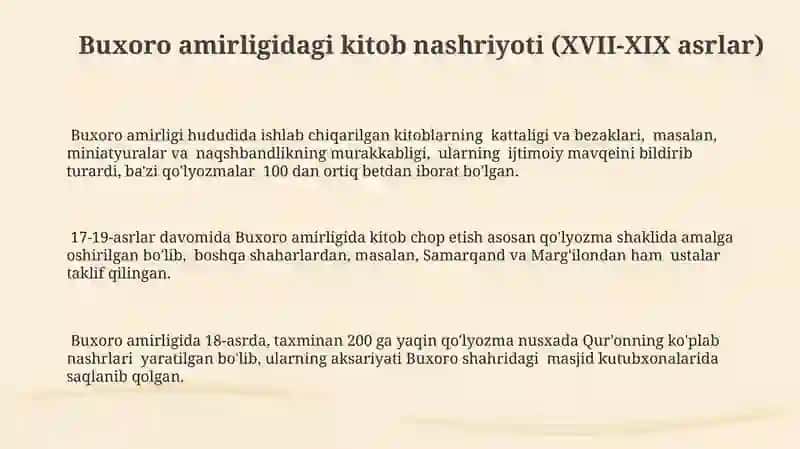 Buxoro amirligidagi kitob nashriyoti (XVII-XIX asrlar) 3