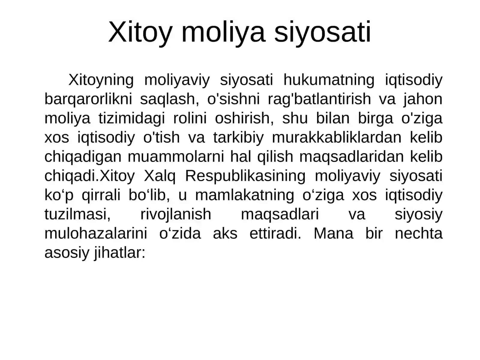 Xitoy Xalq Respublikasi Moliya va Soliq tizimi 3