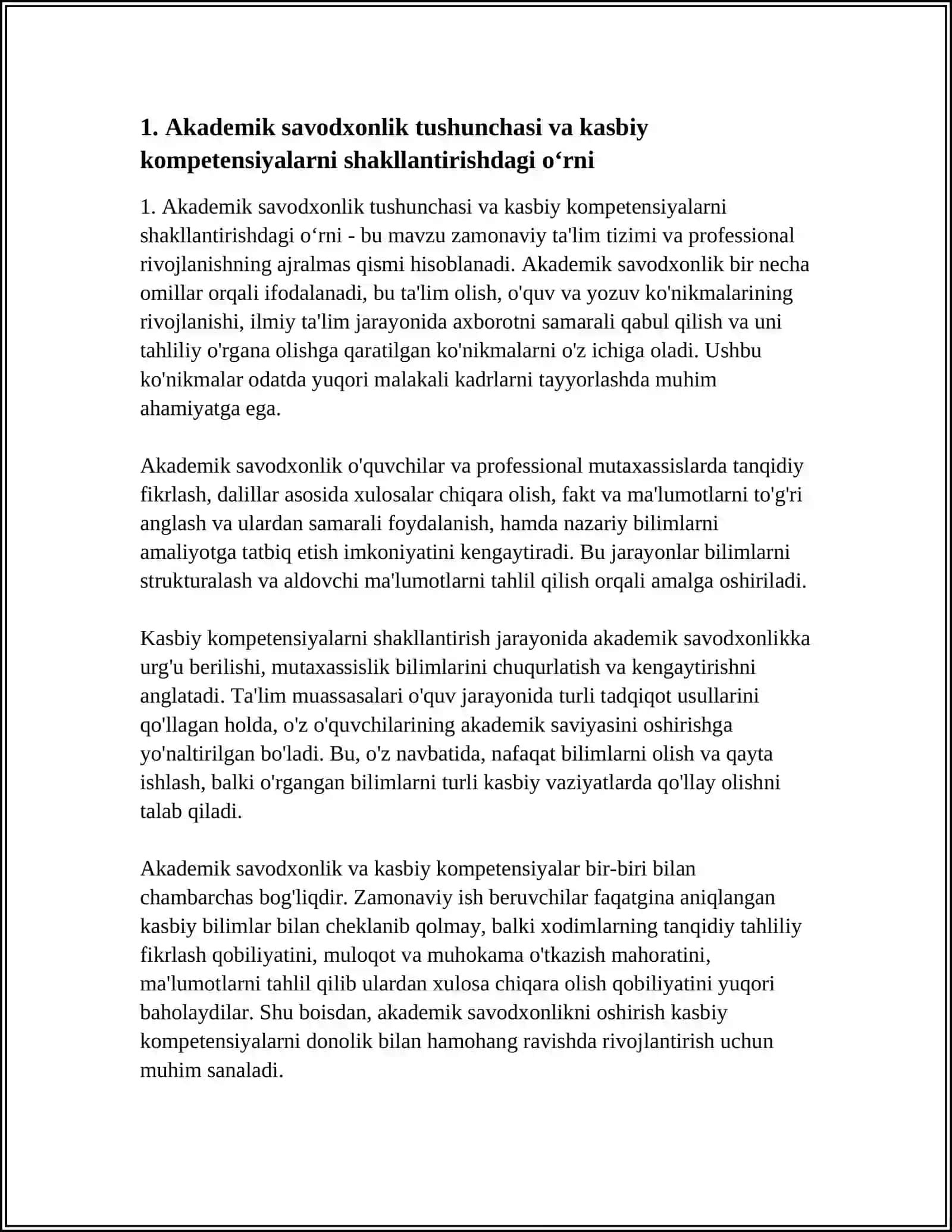AKADEMIK SAVODXONLIK KASBIY KOMPETENSIYALARNI SHAKLLANTIRISH 3