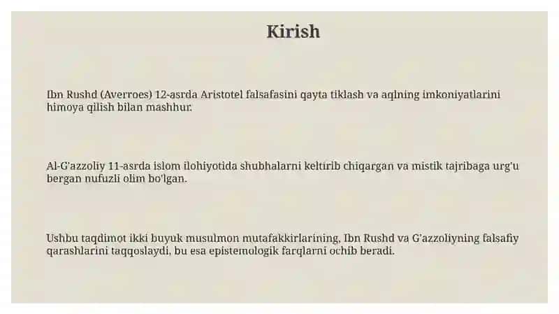 Din va hurfikrlik haqidagi g‘oyalarni G‘azzoliy g‘oyalari bilan qiyoslash 3