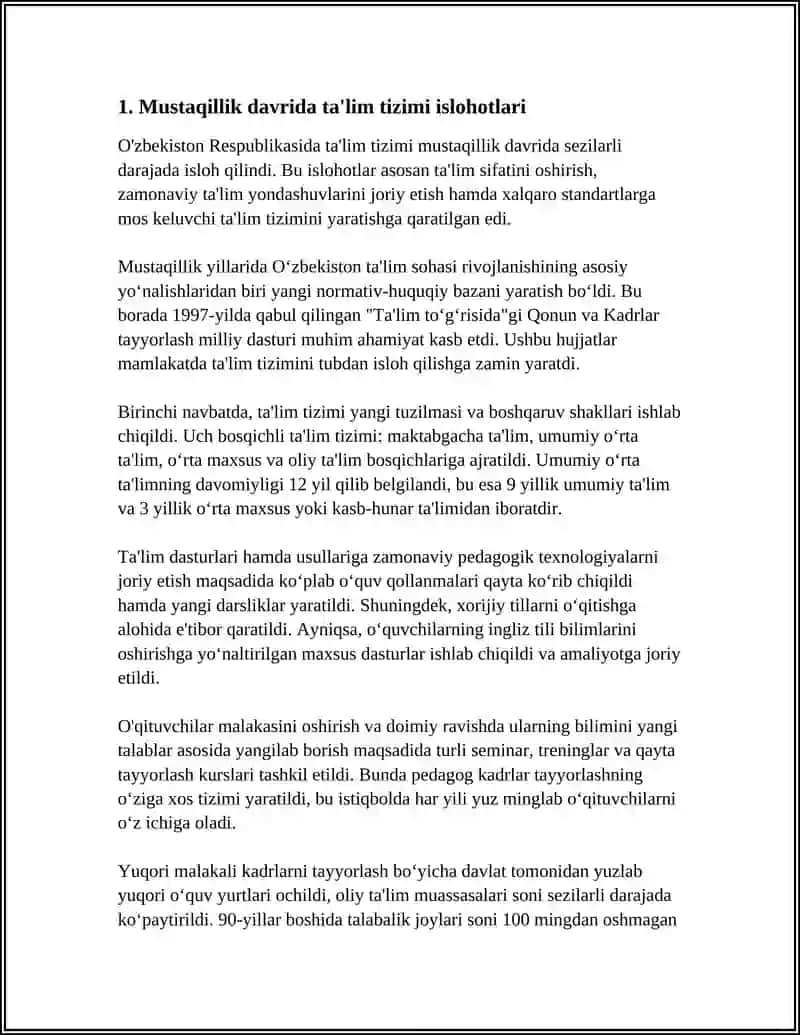 O'ZBEKISTON RESPUBLIKASIDA TA'LIM SOHASIDA AMALGA OSHIRILGAN ISLOHOTLAR 3
