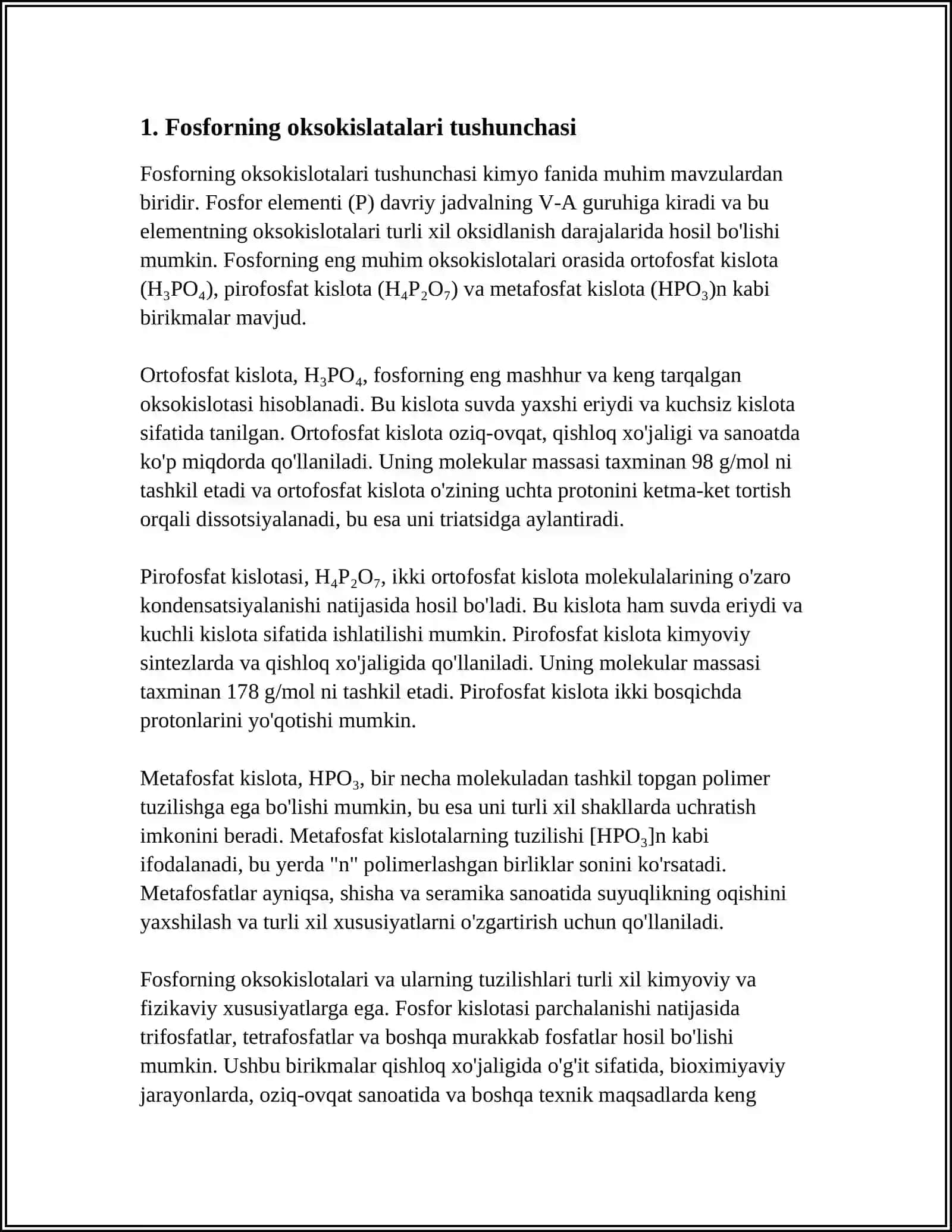FOSFORNING OKSOKISLATALARI.PAST OKSIDLANISH DARAJASIDAGI GALOGENLI BIRIKMALARI 3