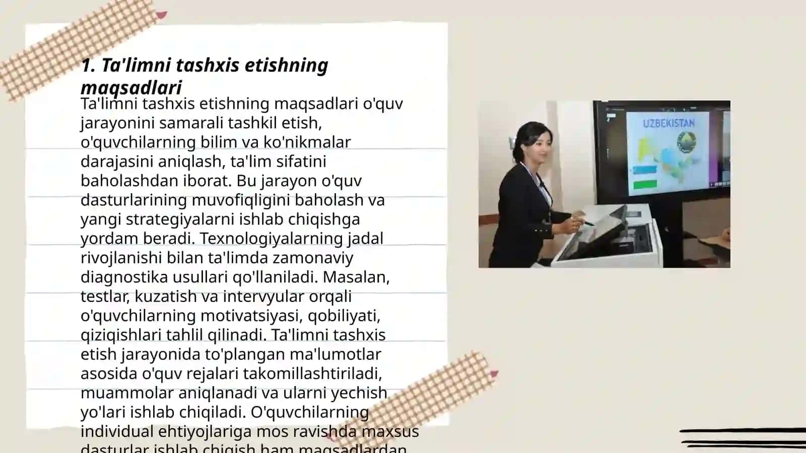 Ta'lim metodlari va vositalari. Ta'limni tashxis etish 3