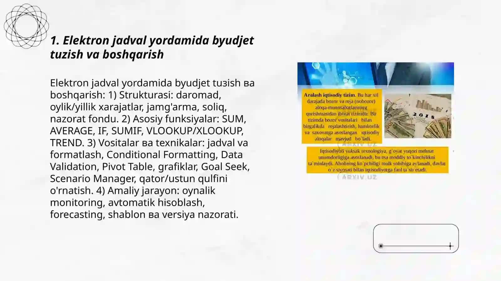 Elektron jadval protsessorlari 3