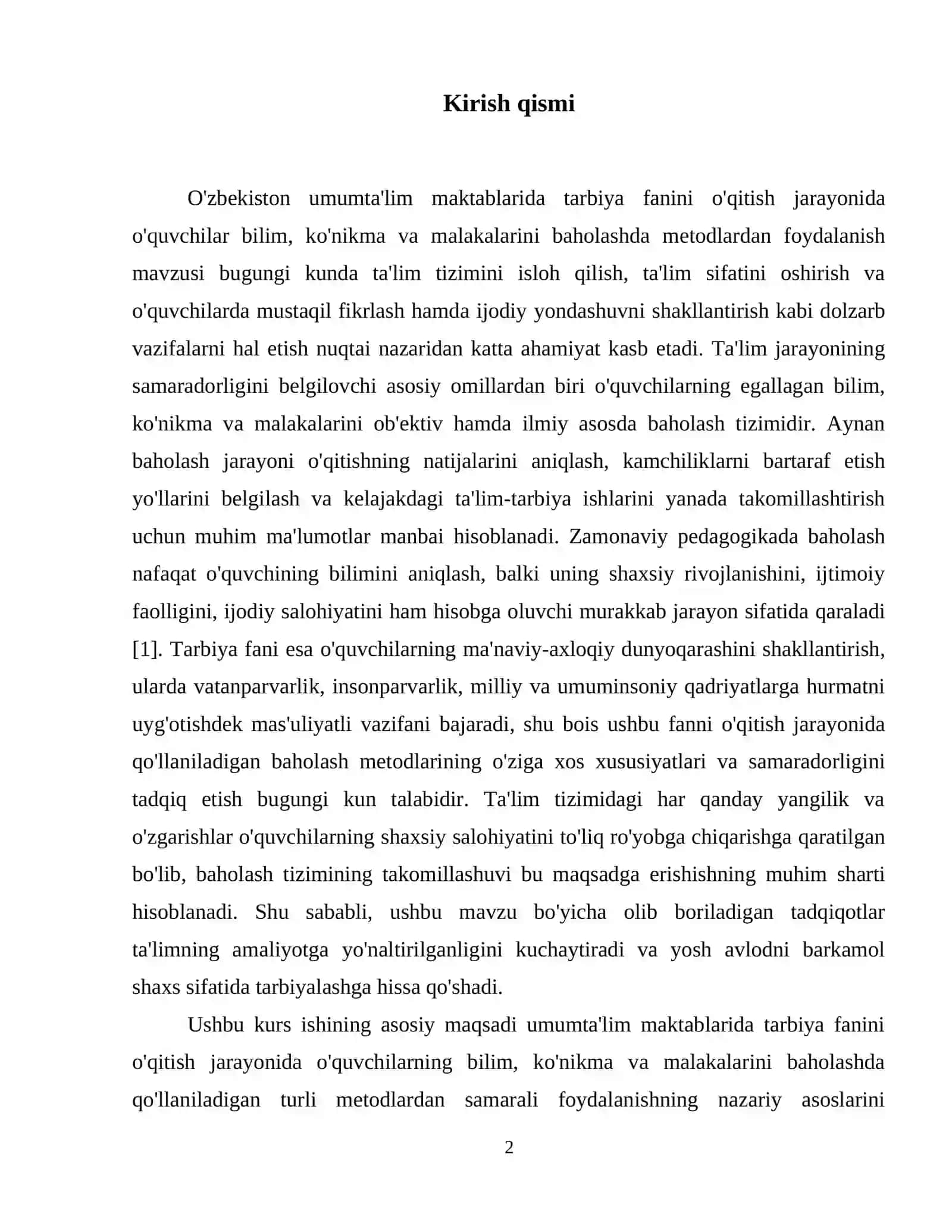 Umumta'lim maktablarida  tarbiya fanini o'qitish jarayonida o'quvchilar bilim ko'nikma va malakalarini  baholashda metodlardan foydalanish 3