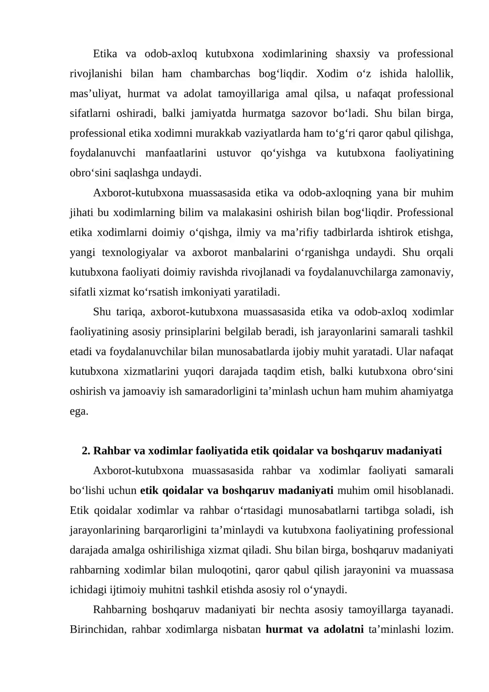 Axborot-kutubxona muassasasini boshqarishda etika, odob-axloq va boshqaruv madaniyati 3