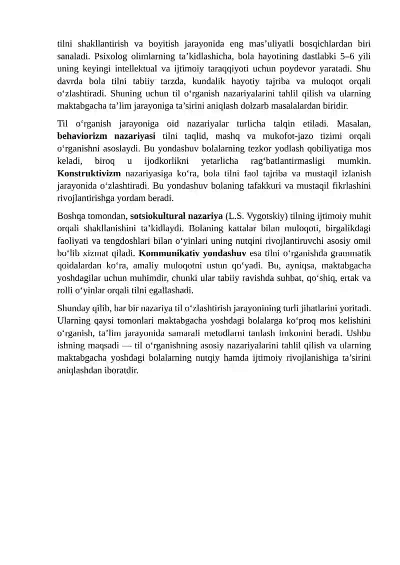 Til O‘rganish Nazariyalari va Ularning Maktabgacha Yoshdagi Bolalarga Ta’siri 3