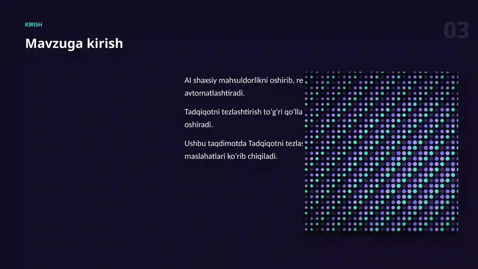 Sun'iy intellekt bo'yicha amaliy taqdimot III to'plam 3