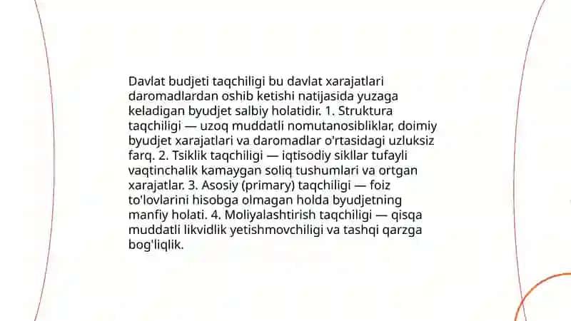 Davlat budjeti taqchiligi yuzaga kelish sabablari va bartaraf etish yoʻllari 3