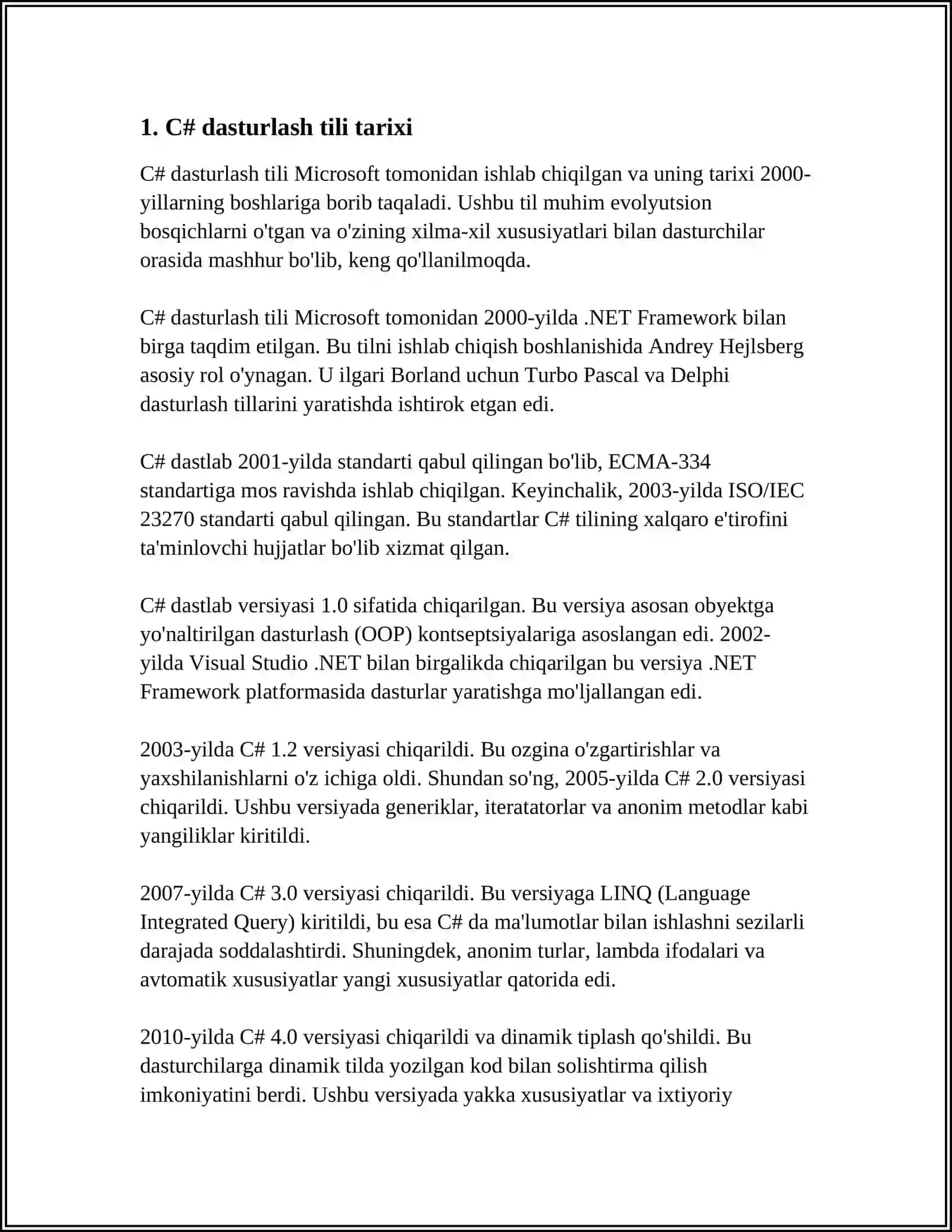 C# dasturlash tili tarixi 3
