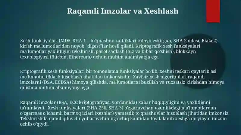 Kriptografiya.xeshlash.xeshlash funksiyalari 3