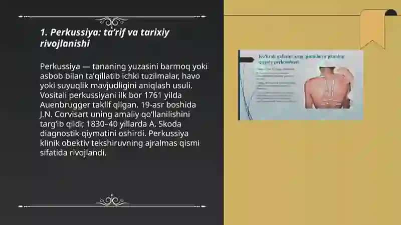 Perkussiya- obektiv tekshiruv usuli sifatida 3