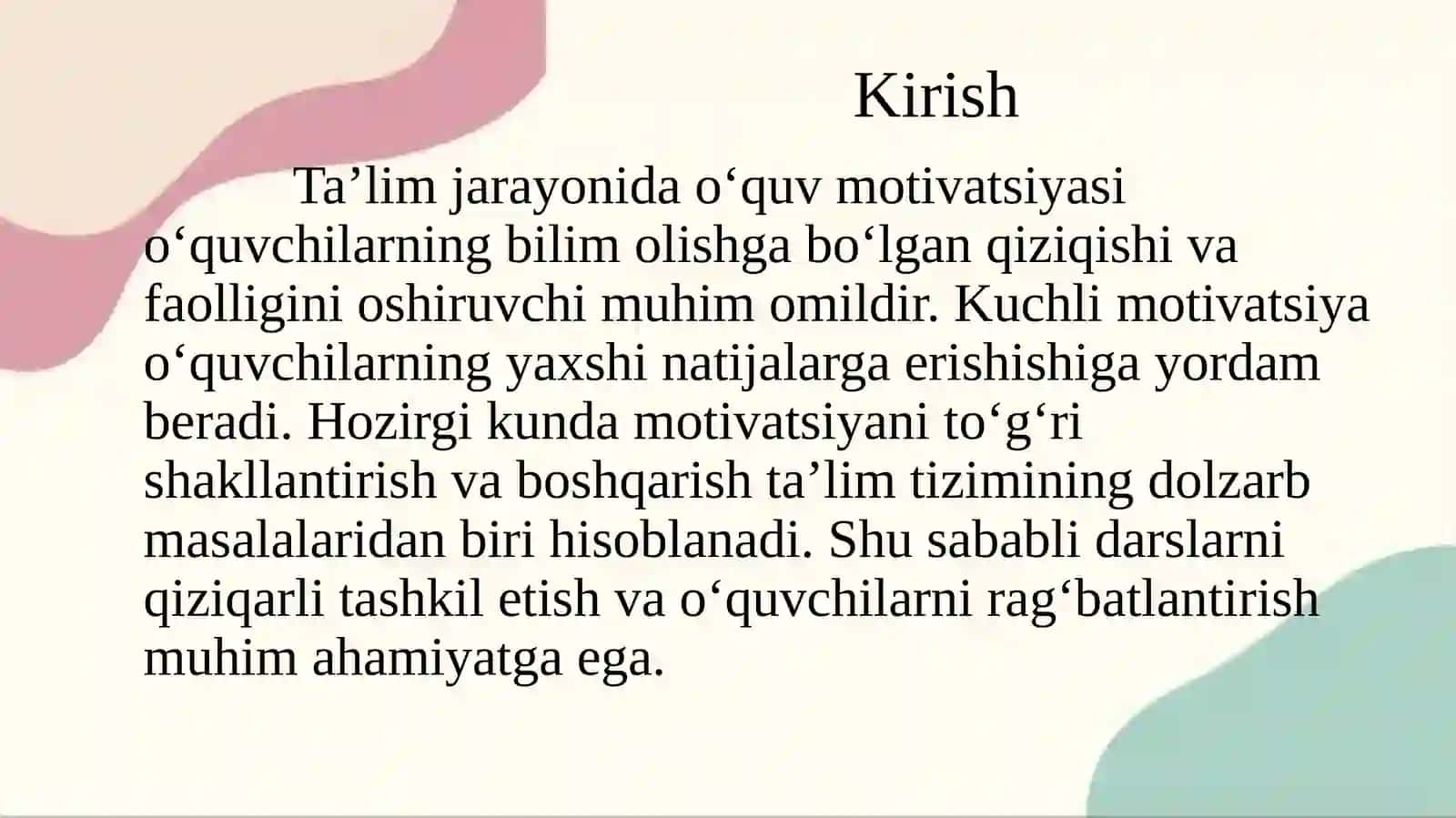 Ta’lim jarayonida o’quv motivatsiyasi va uni boshqarish muammosi 3